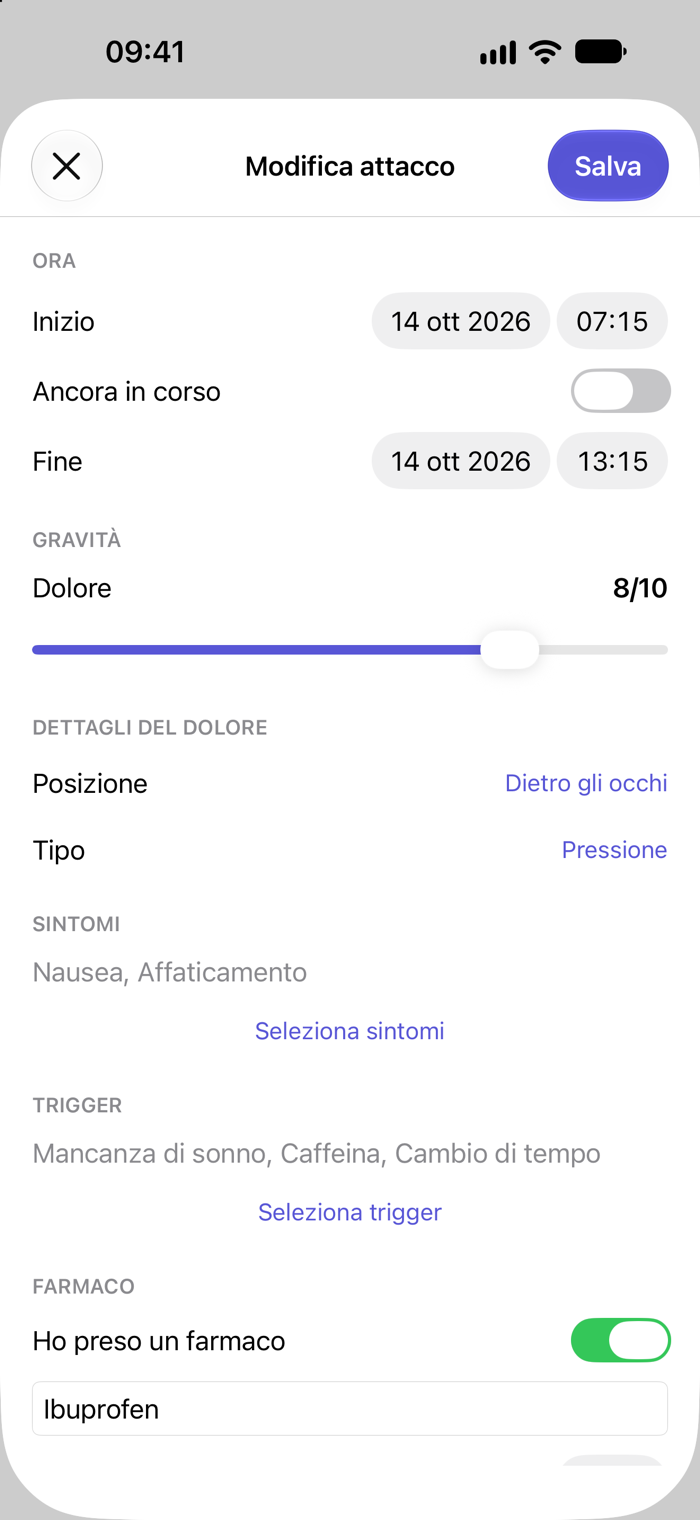 Schermata di registrazione di un attacco